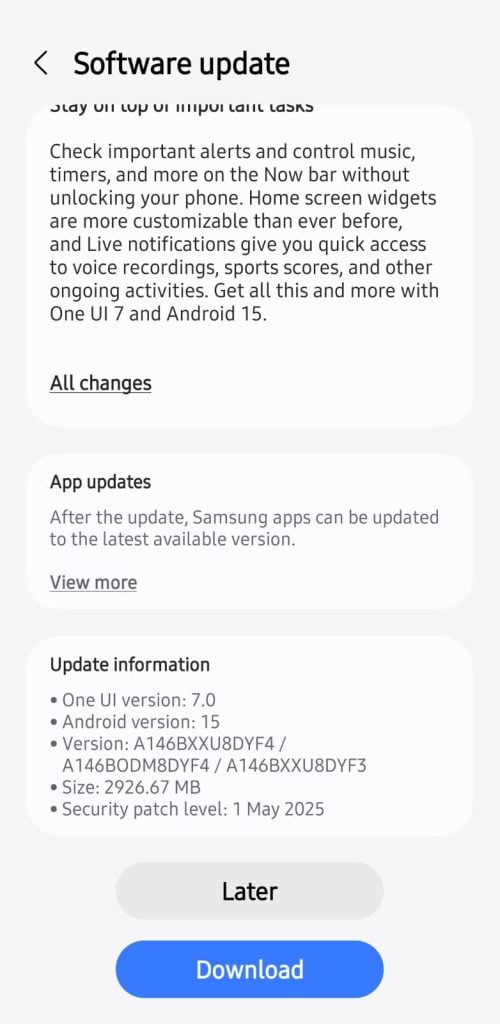 Android 15 for Galaxy A14 5G