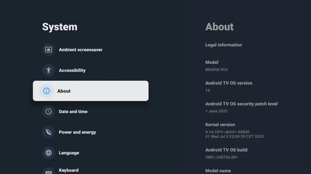 Android 14 for Sony TV