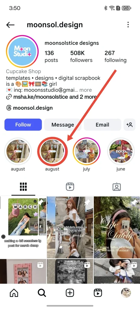 finding august dump instagram template