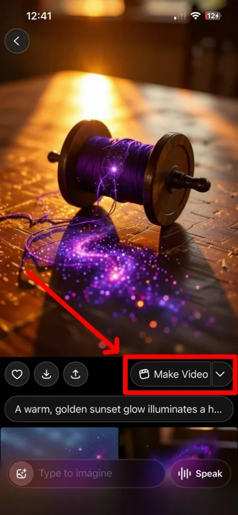 Make video button Grok iOS app