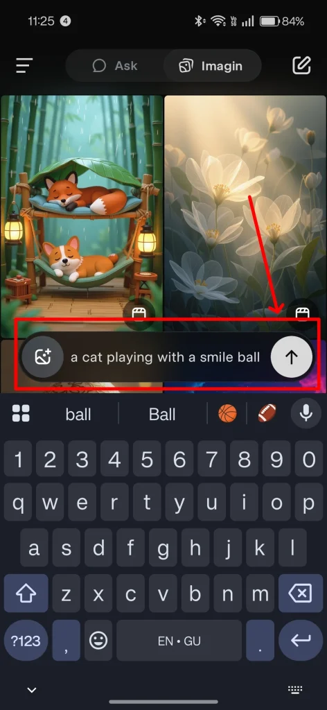 prompt box grok imagine android